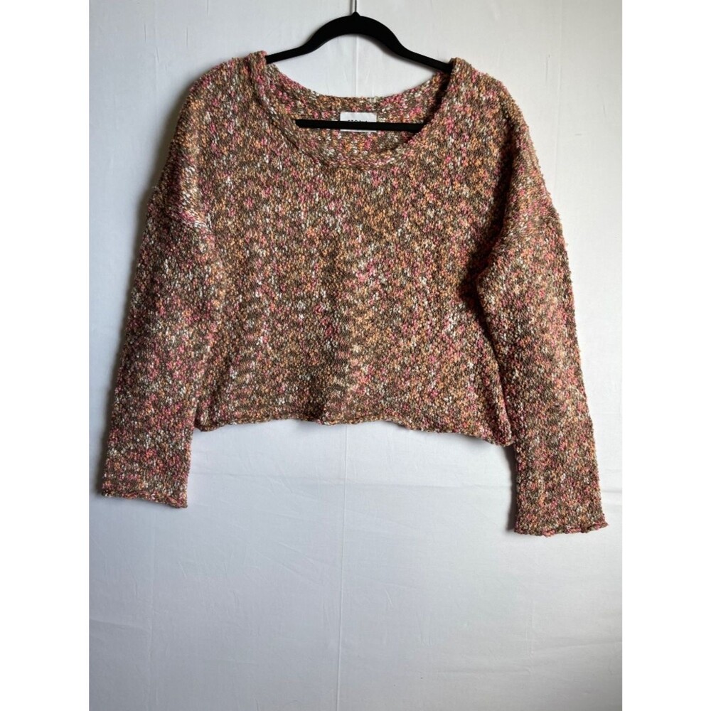 Storia Brown Pink Multicolor Confetti Chunky Knit Sweater Size Medium
